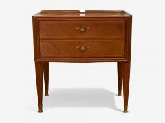 Paolo Buffa Italian Modern Stained Wood Brass Glass Nightstands Italy 1950s - 4394784