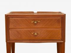 Paolo Buffa Italian Modern Stained Wood Brass Glass Nightstands Italy 1950s - 4394785