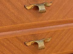 Paolo Buffa Italian Modern Stained Wood Brass Glass Nightstands Italy 1950s - 4394786