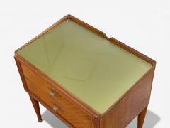 Paolo Buffa Italian Modern Stained Wood Brass Glass Nightstands Italy 1950s - 4394787