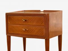 Paolo Buffa Italian Modern Stained Wood Brass Glass Nightstands Italy 1950s - 4394788