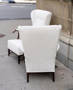 Paolo Buffa PAIR OF WALNUT MID CENTURY MODERN WINGBACK ARMCHAIRS BY PAOLO BUFFA - 2351362