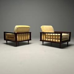 Paolo Buffa Pair Mid Century Modern Paolo Buffa Style Arm Lounge Chairs Mahogany and Oak - 3403737