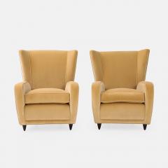 Paolo Buffa Pair of Camel Velvet Lounge Chairs for Hotel Bristol Merano by Paolo Buffa - 4663483