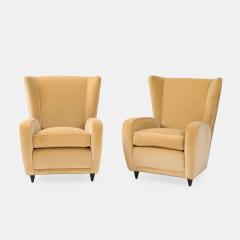 Paolo Buffa Pair of Camel Velvet Lounge Chairs for Hotel Bristol Merano by Paolo Buffa - 4663484