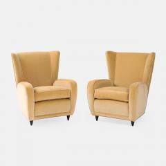 Paolo Buffa Pair of Camel Velvet Lounge Chairs for Hotel Bristol Merano by Paolo Buffa - 4663485