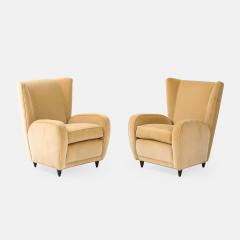 Paolo Buffa Pair of Camel Velvet Lounge Chairs for Hotel Bristol Merano by Paolo Buffa - 4663486