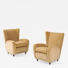 Paolo Buffa Pair of Camel Velvet Lounge Chairs for Hotel Bristol Merano by Paolo Buffa - 4678062