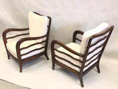 Paolo Buffa Pair of Italian Mid Century Modern Neoclassical Cherry Armchairs by Paolo Buffa - 2372162