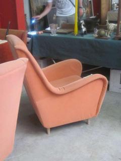 Paolo Buffa Pair of Italian Mid Century Modern Wing Back Lounge Chairs by Paolo Buffa - 1630527
