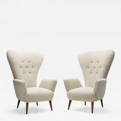 Paolo Buffa Pair of Italian Modern High Back Chairs by Paolo Buffa attr Italy 1950s - 2144724