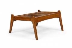 Paolo Buffa Pair of Paolo Buffa Italian Mid Century Walnut Slat Top Ottomans - 4275045