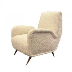 Paolo Buffa Pair of Paolo Buffa Style Lounge Chairs in Cream Color Boucle 1950s - 3982477