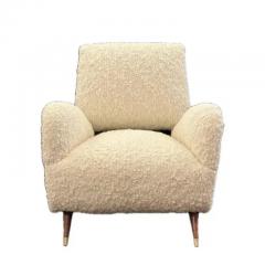 Paolo Buffa Pair of Paolo Buffa Style Lounge Chairs in Cream Color Boucle 1950s - 3982479