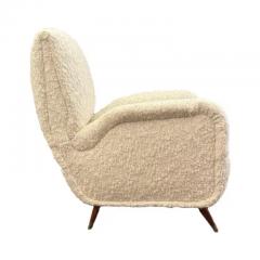 Paolo Buffa Pair of Paolo Buffa Style Lounge Chairs in Cream Color Boucle 1950s - 3982487