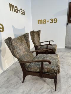 Paolo Buffa Pair of Reclining Wingback Armchairs by Paolo Buffa 1950 - 3456466