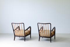 Paolo Buffa Pair of armchairs in stained wood and blond maple - 3335805