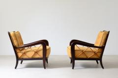 Paolo Buffa Pair of armchairs in stained wood and blond maple - 3335807