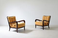 Paolo Buffa Pair of armchairs in stained wood and blond maple - 3335824