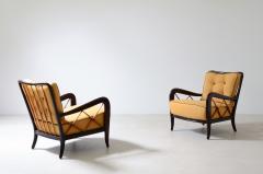 Paolo Buffa Pair of armchairs in stained wood and blond maple - 3335825