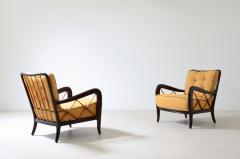 Paolo Buffa Pair of armchairs in stained wood and blond maple - 3335826