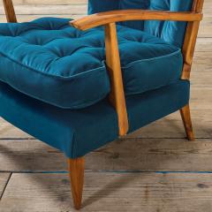 Paolo Buffa Paolo Buffa Armchair Pouf in Wood and Upholstery for Marelli 50s - 3051487