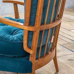 Paolo Buffa Paolo Buffa Armchair Pouf in Wood and Upholstery for Marelli 50s - 3051488
