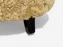 Paolo Buffa Paolo Buffa Attrib Beige Shearling Wood Lounge Chairs Italy 1950s - 4546537