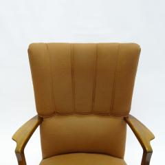 Paolo Buffa Paolo Buffa High Back Armchairs in Original Ochre Upholstery Italy 1940s - 2964373