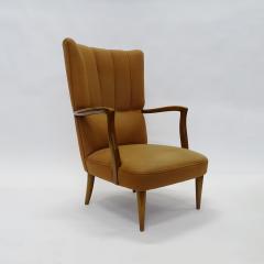 Paolo Buffa Paolo Buffa High Back Armchairs in Original Ochre Upholstery Italy 1940s - 2964374