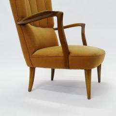 Paolo Buffa Paolo Buffa High Back Armchairs in Original Ochre Upholstery Italy 1940s - 2964377