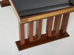 Paolo Buffa Paolo Buffa Italian rosewood maple black glass desk table 1940s - 2956894