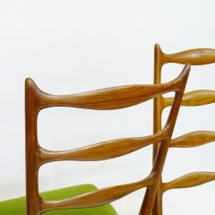 Paolo Buffa Paolo Buffa Set of Six Dining Chairs in Wood and Green Velvet Italy 1950s - 2964514
