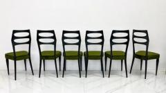 Paolo Buffa Paolo Buffa Six Sculptural Dining Chairs Olive Green Velvet 1950s - 3176054