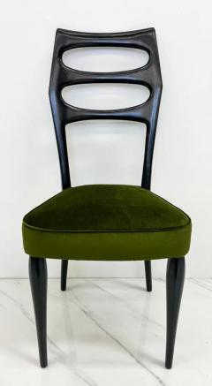 Paolo Buffa Paolo Buffa Six Sculptural Dining Chairs Olive Green Velvet 1950s - 3176113