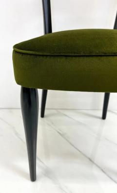 Paolo Buffa Paolo Buffa Six Sculptural Dining Chairs Olive Green Velvet 1950s - 3176132