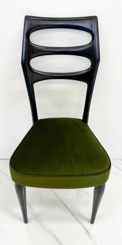 Paolo Buffa Paolo Buffa Six Sculptural Dining Chairs Olive Green Velvet 1950s - 3176156