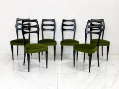 Paolo Buffa Paolo Buffa Six Sculptural Dining Chairs Olive Green Velvet 1950s - 3176204