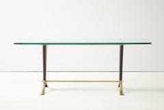 Paolo Buffa Paolo Buffa Style Brass And Walnut Italian Coffee Table With Glass Top - 4777066