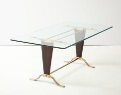 Paolo Buffa Paolo Buffa Style Brass And Walnut Italian Coffee Table With Glass Top - 4777068