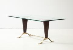 Paolo Buffa Paolo Buffa Style Brass And Walnut Italian Coffee Table With Glass Top - 4777069