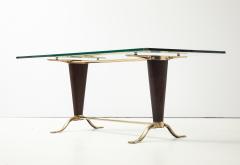 Paolo Buffa Paolo Buffa Style Brass And Walnut Italian Coffee Table With Glass Top - 4777072