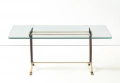 Paolo Buffa Paolo Buffa Style Brass And Walnut Italian Coffee Table With Glass Top - 4777073