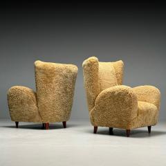 Paolo Buffa Paolo Buffa Style Italian Mid Century Modern Lounge Chairs Shearling 1940s - 3911588