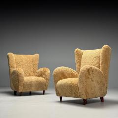 Paolo Buffa Paolo Buffa Style Italian Mid Century Modern Lounge Chairs Shearling 1940s - 3911589