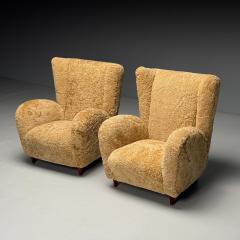 Paolo Buffa Paolo Buffa Style Italian Mid Century Modern Lounge Chairs Shearling 1940s - 3911590