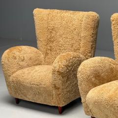 Paolo Buffa Paolo Buffa Style Italian Mid Century Modern Lounge Chairs Shearling 1940s - 3911591