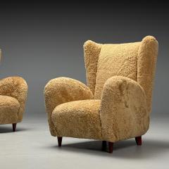 Paolo Buffa Paolo Buffa Style Italian Mid Century Modern Lounge Chairs Shearling 1940s - 3911592