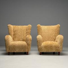 Paolo Buffa Paolo Buffa Style Italian Mid Century Modern Lounge Chairs Shearling 1940s - 3911593