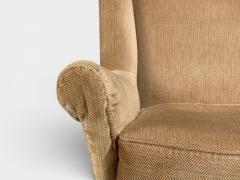 Paolo Buffa Paolo Buffa Style Wingback Lounge Chairs Fabric Wood Italy 1950s - 4531591
